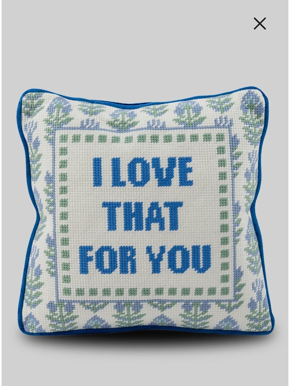 Furbish-I Love That For You Decorative Throw Pillow - Blue & Green